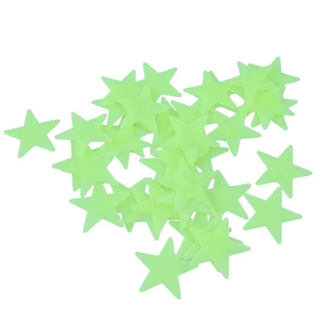 100 pcs/lot Stars Wall Stickers Decal Glow in The Dark Baby Kids DIY Bedroom Home Decor Luminous Fluorescent Wall Sticker DA