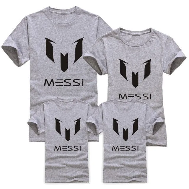 12 color brand 100% cotton Barcelona MESSI Soccer Family Matching Outfits Short-sleeved fashion boys girls child  family T-shirt