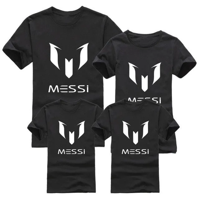 12 color brand 100% cotton Barcelona MESSI Soccer Family Matching Outfits Short-sleeved fashion boys girls child  family T-shirt