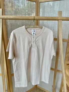 16oz Japanese Organic Cotton Henley Hand-Dyed in Chestnut - Light Kuri