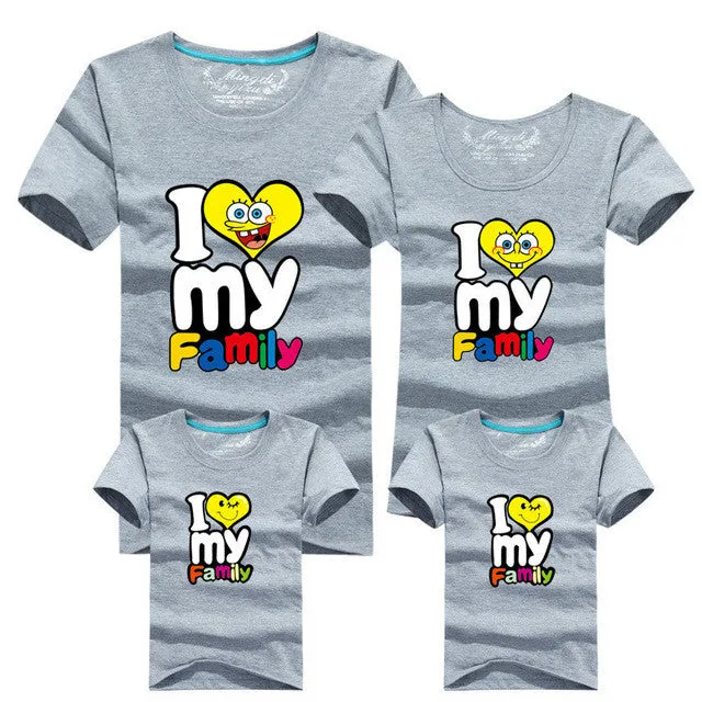 1Piece New Family Matching Outfits T-shirt Color Clothes For  2017 Summer family clothes mother father daughter son Top Clothing