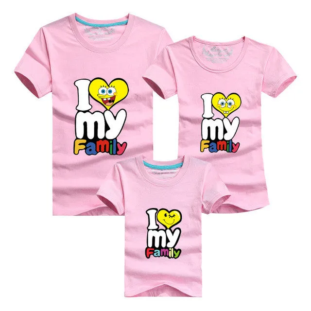 1Piece New Family Matching Outfits T-shirt Color Clothes For  2017 Summer family clothes mother father daughter son Top Clothing