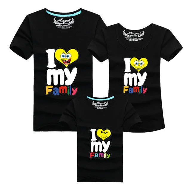 1Piece New Family Matching Outfits T-shirt Color Clothes For  2017 Summer family clothes mother father daughter son Top Clothing