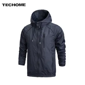 2017 Autumn New Men Brand Clothing Sportswear Men Fashion Thin Windbreaker Jacket Zipper Coats Outwear Hooded Men Jacket L-4XL