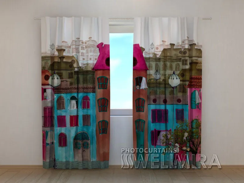 3D Curtain Colourful Street