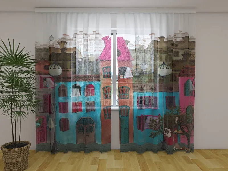 3D Curtain Colourful Street