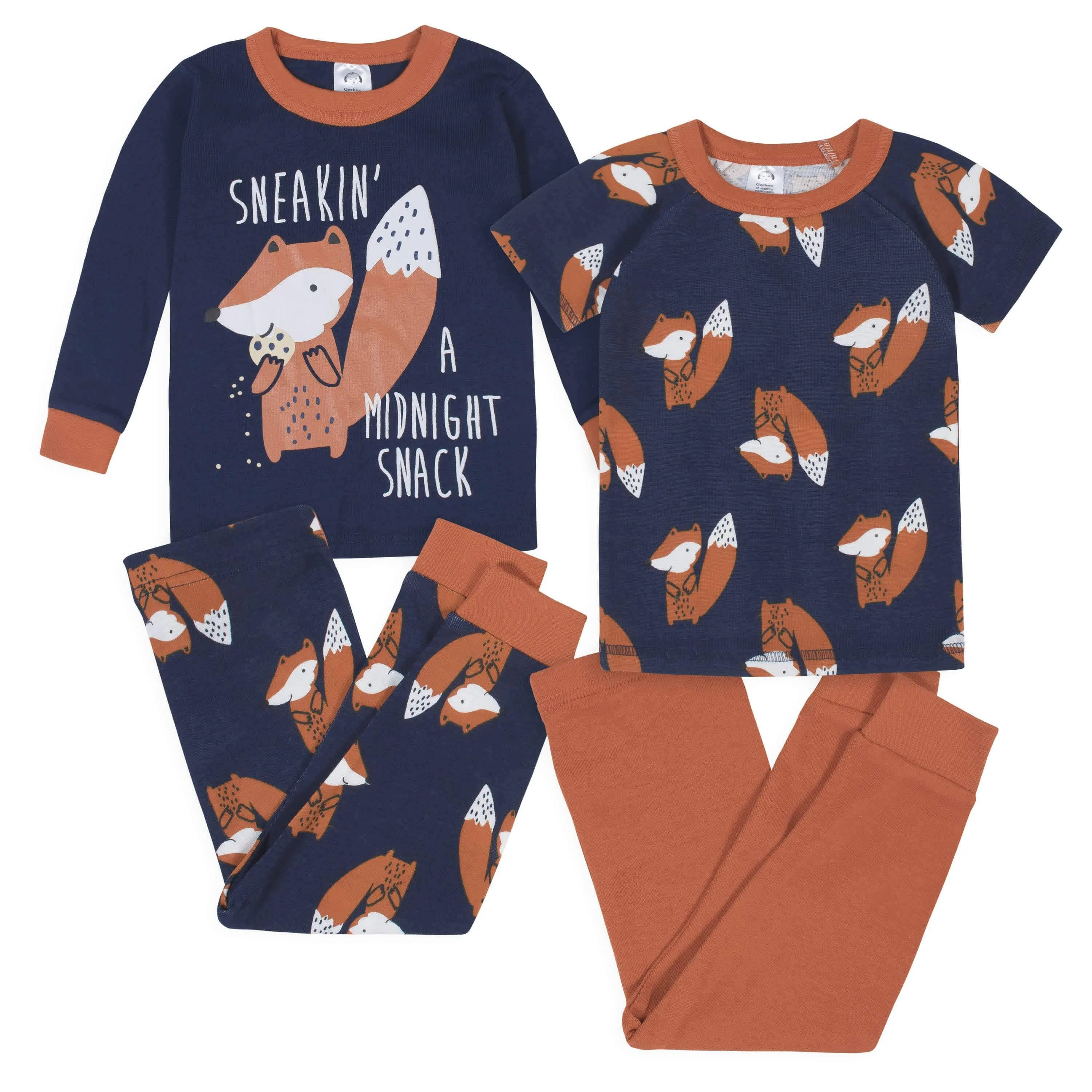 4-Piece Infant & Toddler Boys Fox Snug Fit Cotton Pajamas