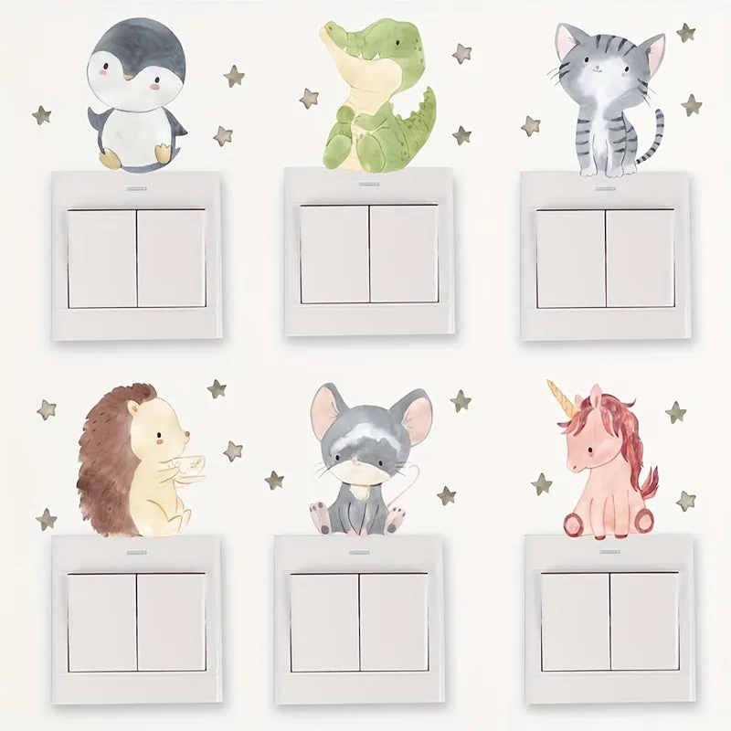 6Piece Cute Animal Sticker Set for Kids Room Decor