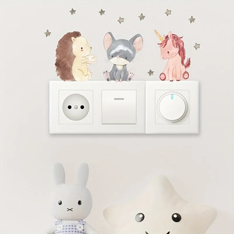 6Piece Cute Animal Sticker Set for Kids Room Decor