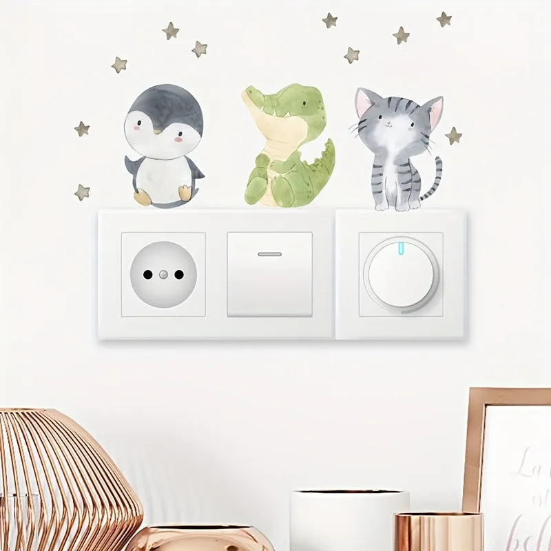 6Piece Cute Animal Sticker Set for Kids Room Decor