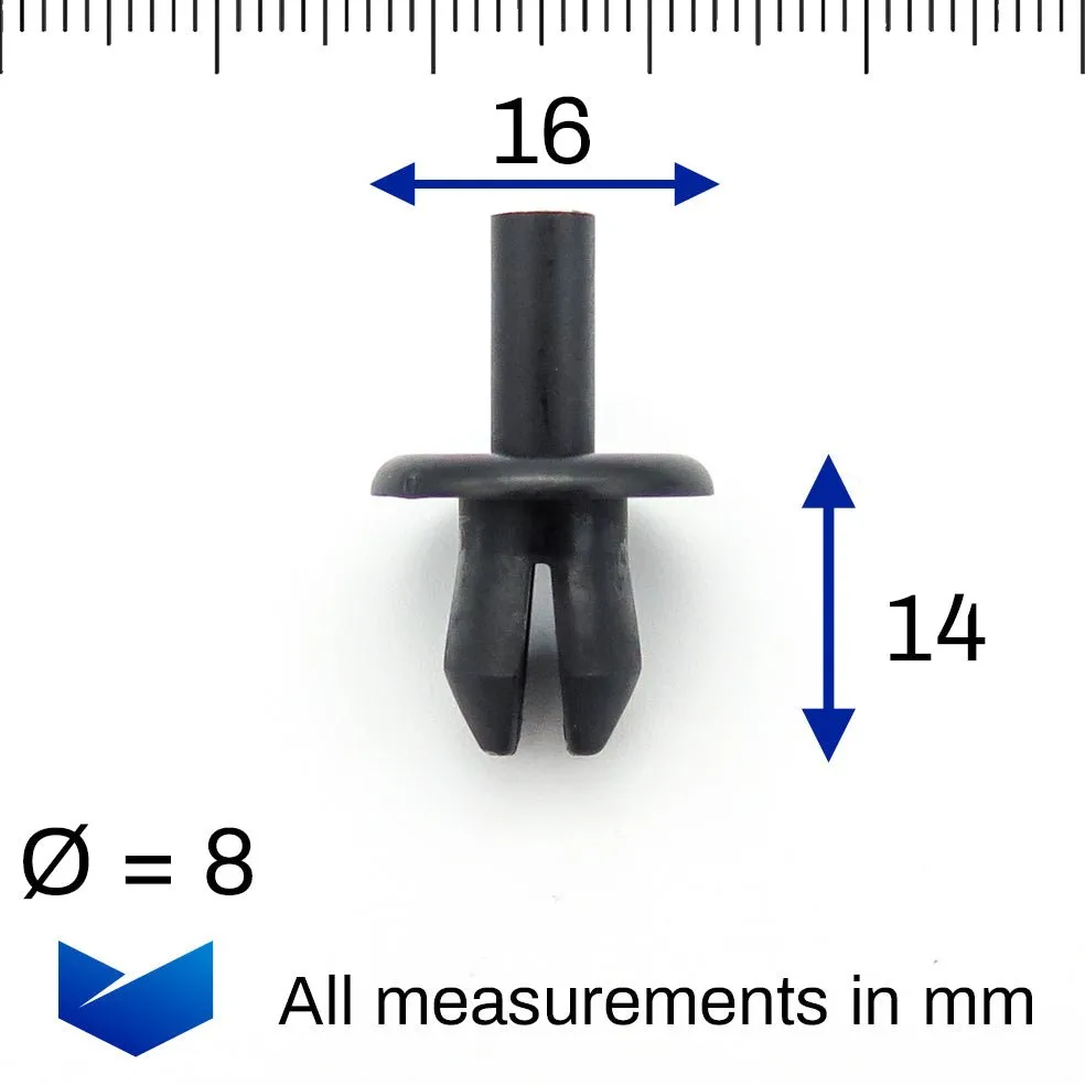 8mm Push Fit Plastic Pin Rivet, SEAT N0385494