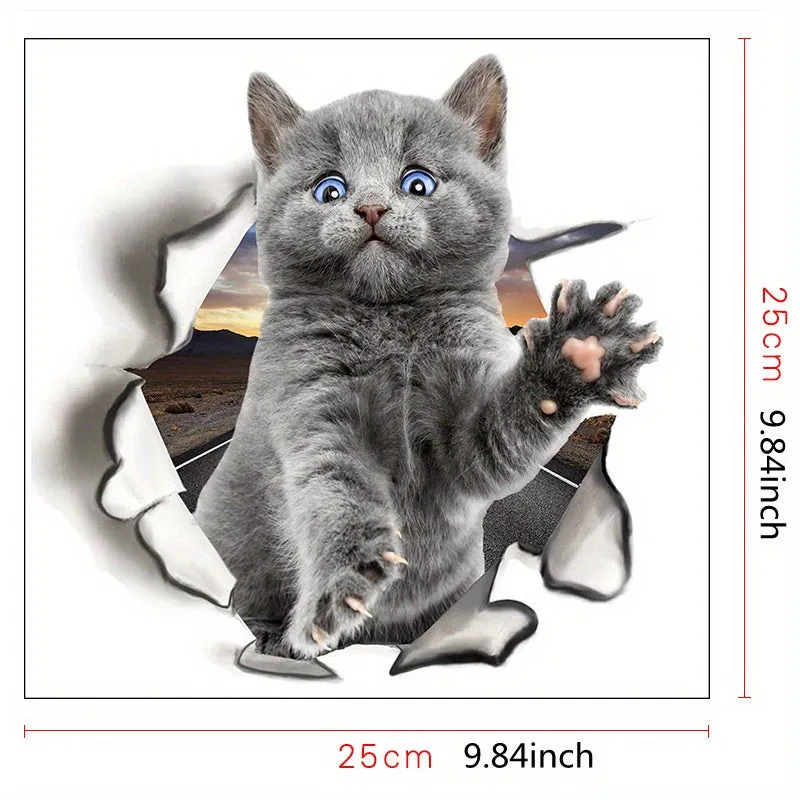 Adorable 3D Cartoon Cat Wall Sticker for Kids Rooms