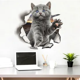 Adorable 3D Cartoon Cat Wall Sticker for Kids Rooms