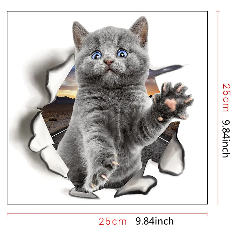 Adorable 3D Cartoon Cat Wall Sticker for Kids Rooms