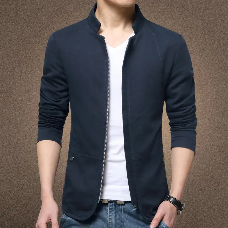 Advbridge Mens Jacket Fashion Standing Collar Jacket Coats Men Slim Fit Business Casual Male Jackets Men Clothing Plus Size M-5XL Solid