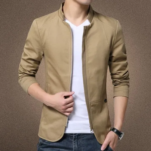 Advbridge Mens Jacket Fashion Standing Collar Jacket Coats Men Slim Fit Business Casual Male Jackets Men Clothing Plus Size M-5XL Solid