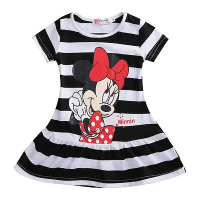 baby Kids Girls cartoon Minnie dress Christmas grils Party dresses child's clothes striped tutu Princess dress