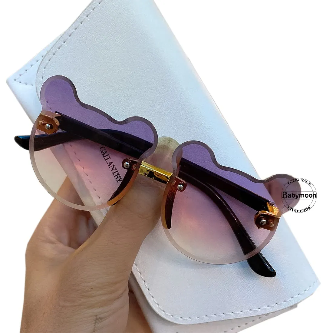 Babymoon Bear Rimless Sun Glasses | Baby Gift Set | Purple Pink