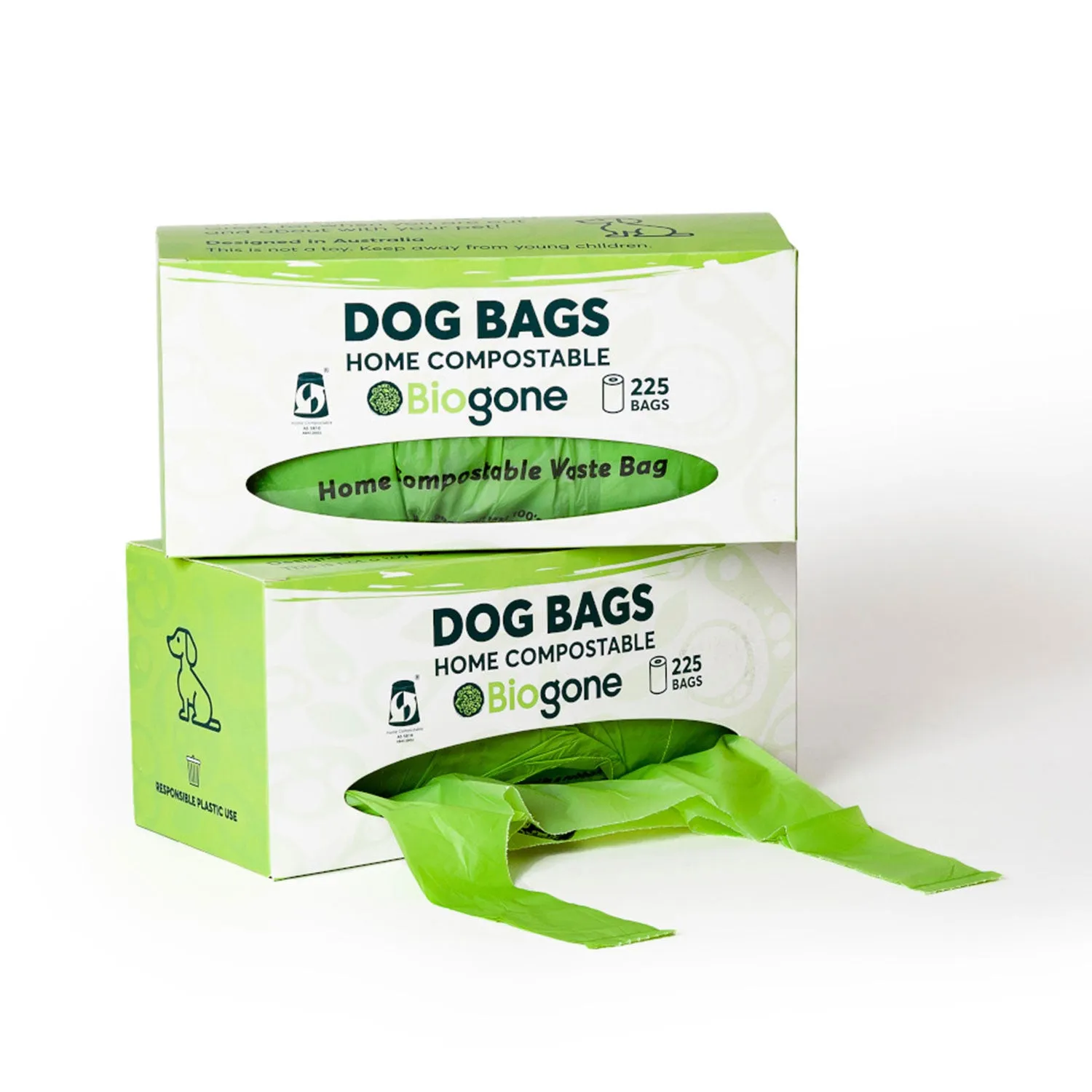 BioGone Home Compostable Dog Waste and Poop Bag with Handle 225s (1 Roll)