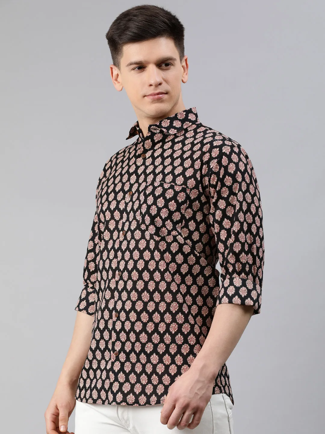 Black Cotton Full Sleeves Shirts For Men-Mmf0224