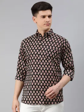 Black Cotton Full Sleeves Shirts For Men-Mmf0224