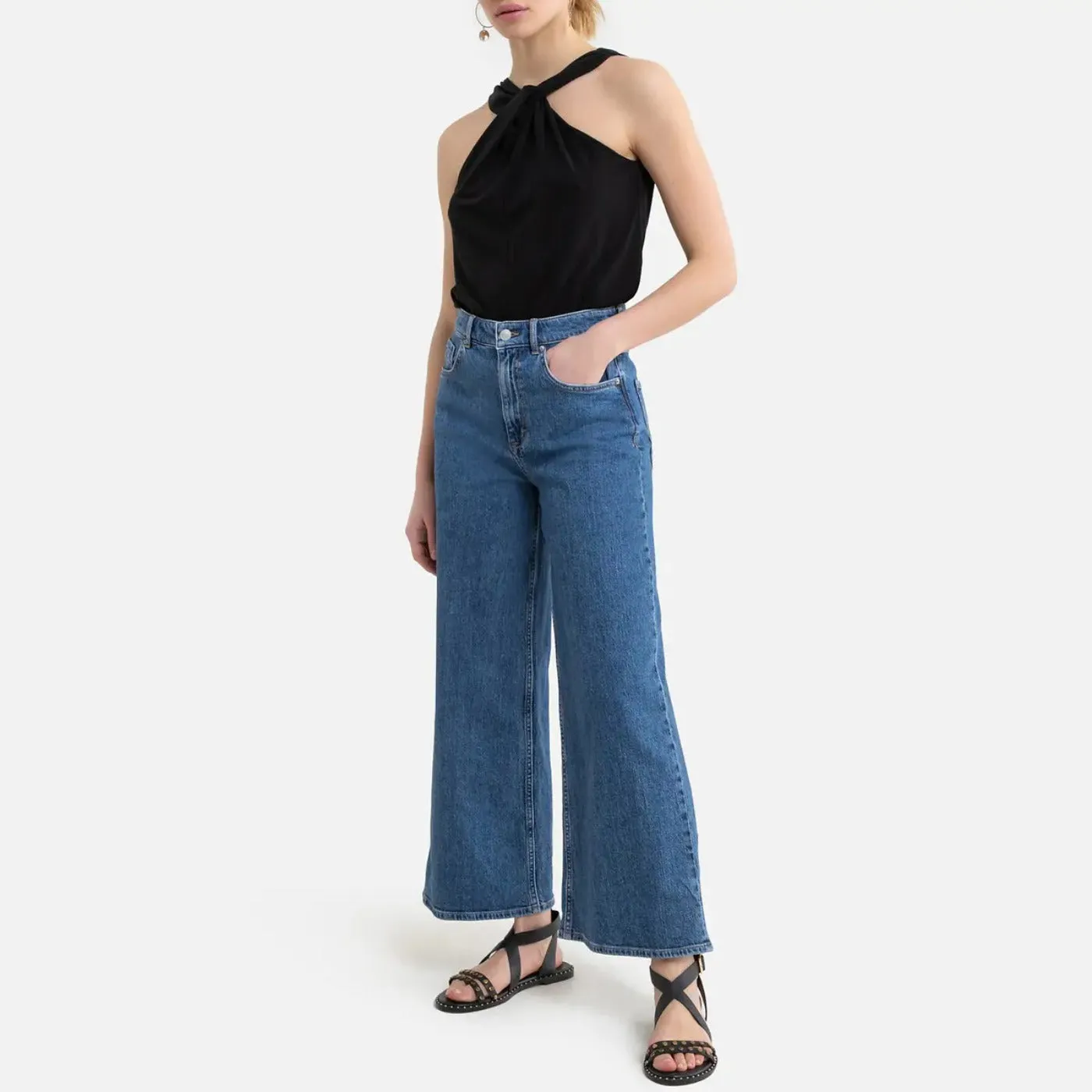 Blue Culotte High Waist Jeans