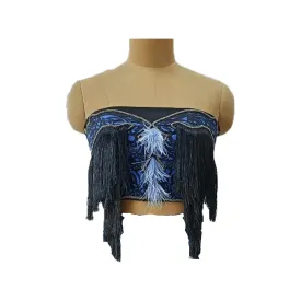 Blue Iris Fringe Tube Top