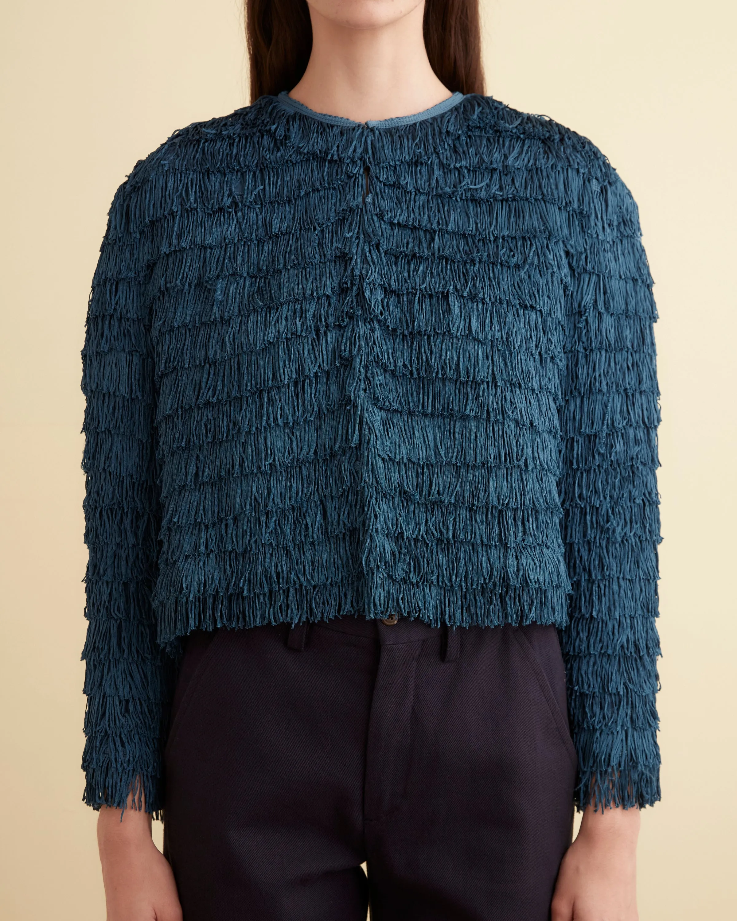 Bombard Fringe Long Sleeve Top - Petrol