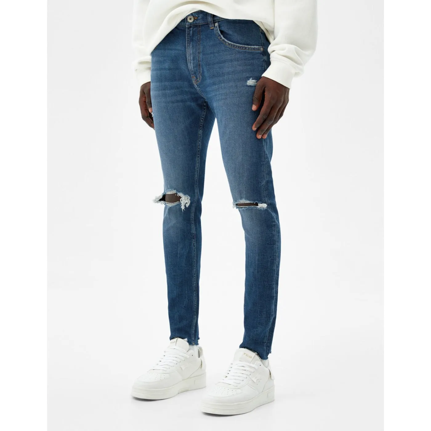 BSK Super Skinny Blue Ripped Jeans