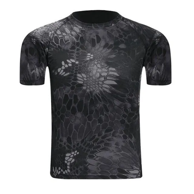 Camouflage Shirt Quick Dry Breathable Tights Army Tactical T-shirt Mens Compression T Shirt Fitness Summer Bodybulding