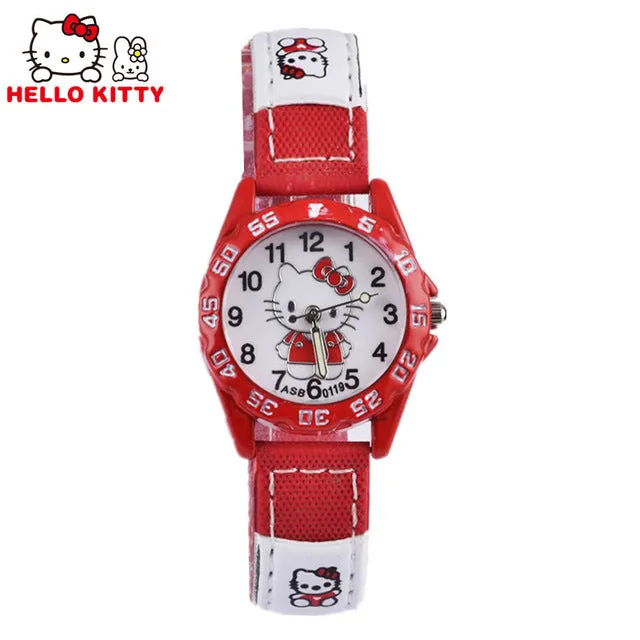 Cartoon Clock Hello Kitty Watch Girl Children Lovely Pink Dress Wrist Watch Kids Cute Child Brand Silicone Relogio Montre Enfant