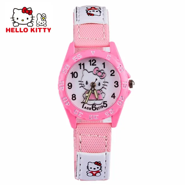 Cartoon Clock Hello Kitty Watch Girl Children Lovely Pink Dress Wrist Watch Kids Cute Child Brand Silicone Relogio Montre Enfant