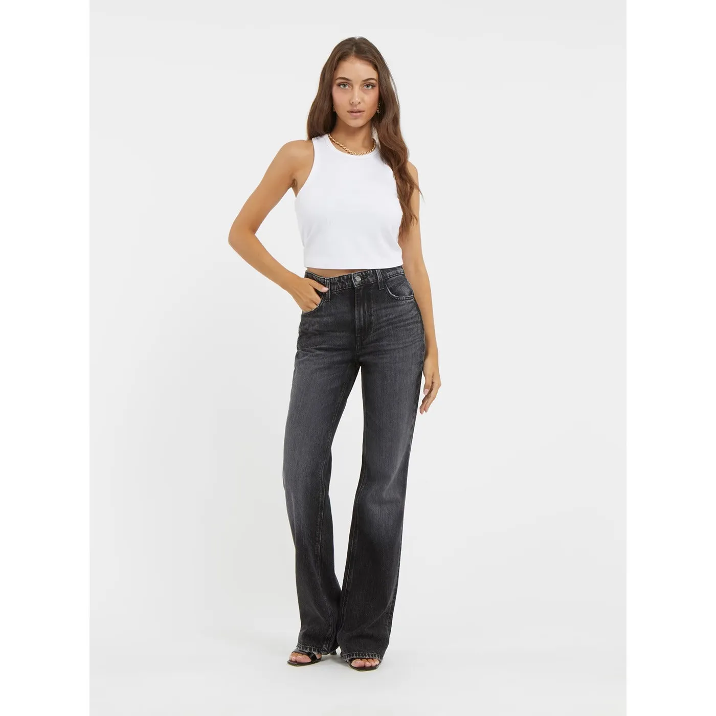 Charcoal Straight High Rise Jeans