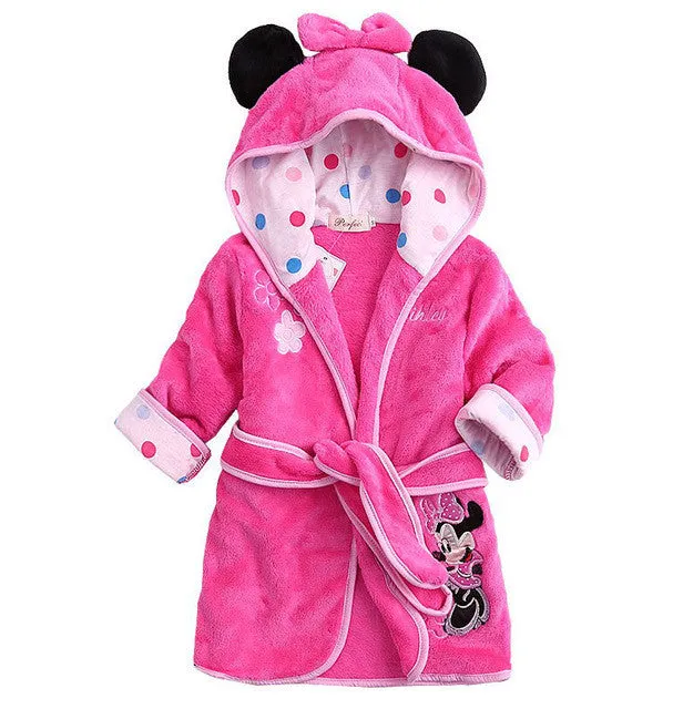 Children Pajamas Robe Kids Clothes Boys Girls Micky Minnie Bathrobes Baby Cartoon Flannel Sleepwear Infant Clothing