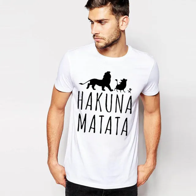 Cotton T-Shirts HAKUNA MATATA Men's Big Size T Shirts Short Sleeve Slim Fit Fashion Tops & Tees Male Clothing XXXL Summer 2016