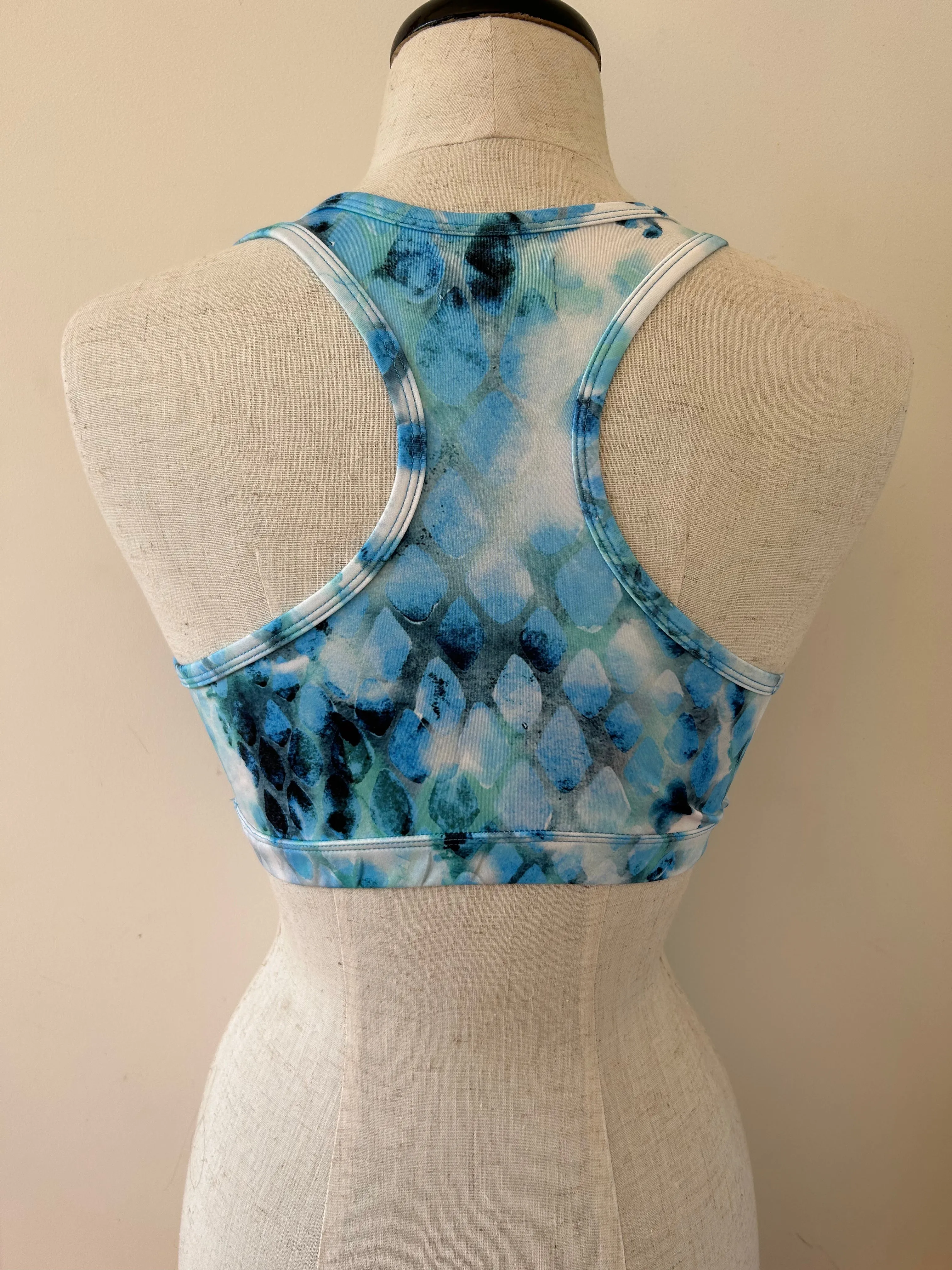 Cropped racer back top blue smudge