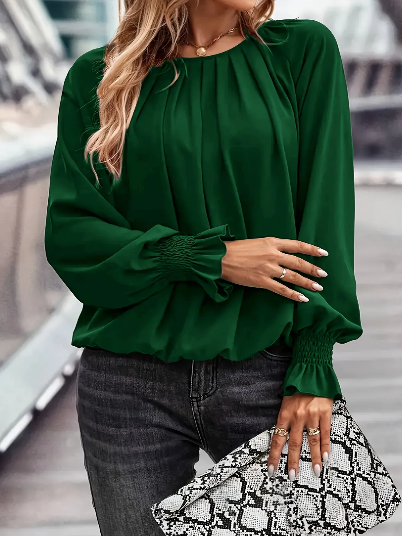 Flattering Plus Size Flounce Sleeve Blouse for Women