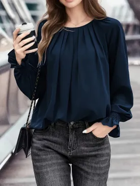 Flattering Plus Size Flounce Sleeve Blouse for Women