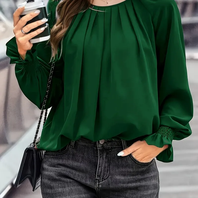 Flattering Plus Size Flounce Sleeve Blouse for Women