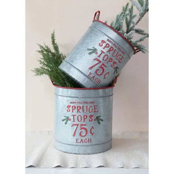 Galvanized Metal Buckets "Spruce Tops"