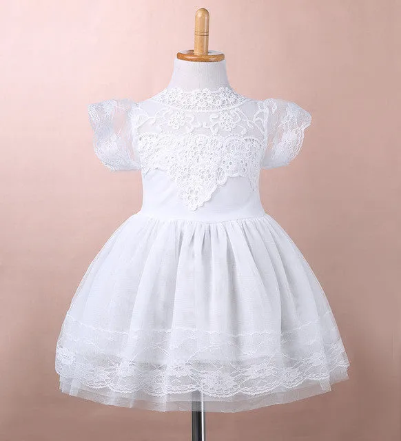 Girls Kid Baby Princess Dresses 2016 New Children Flower Party Clothing Lace Gray Pink White Floral Tulle Tutu Dress Girl Summer