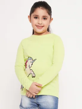 Girls Unicorn Graphic Printed Cotton T-Shirt