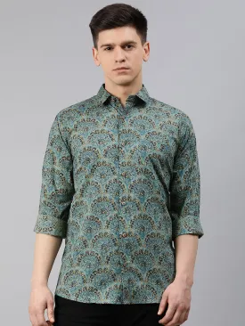 Green Cotton Full Sleeves Shirts For Men-Mmf0238