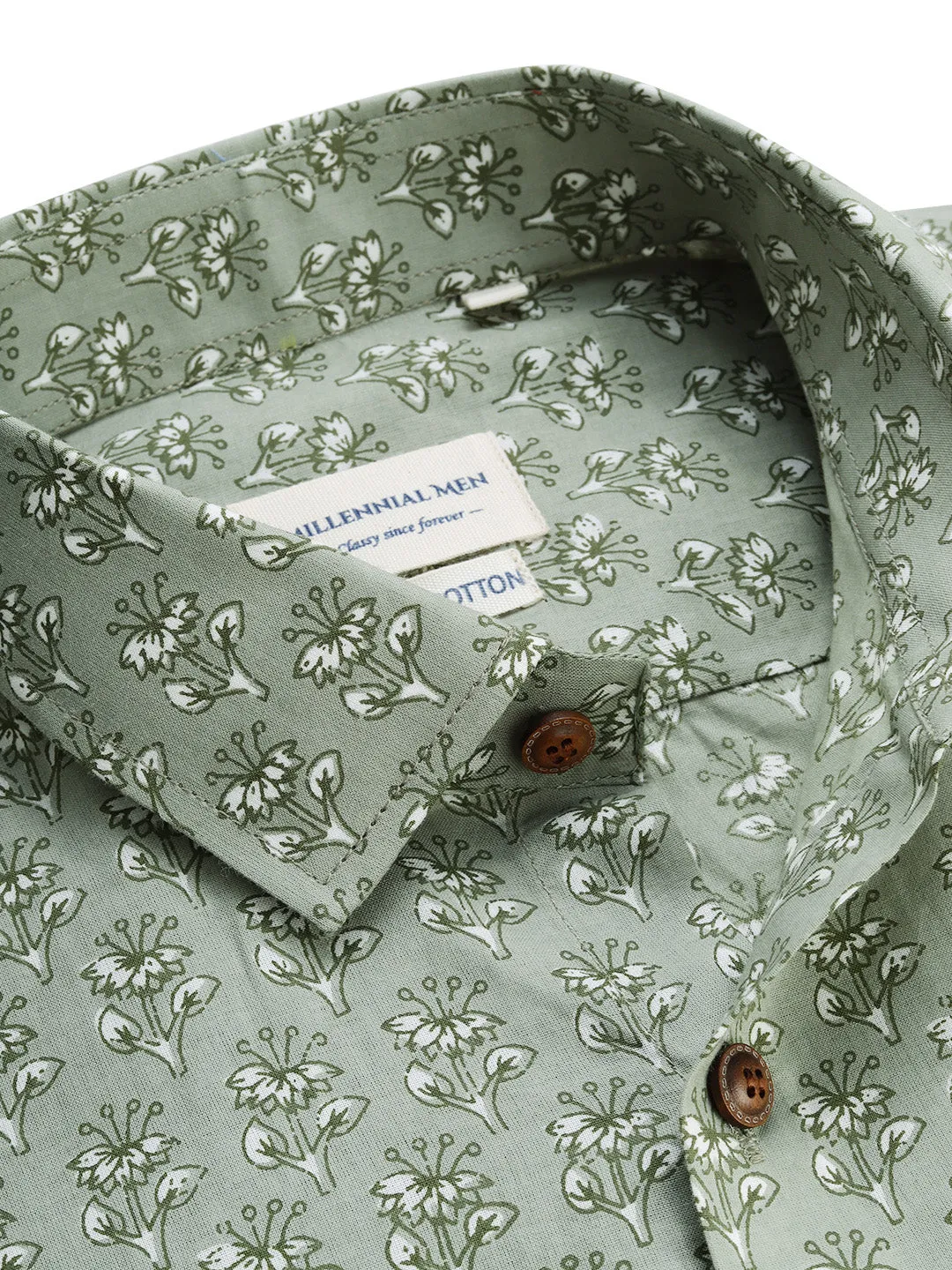 Green Cotton Full Sleeves Shirts For Men-Mmf029