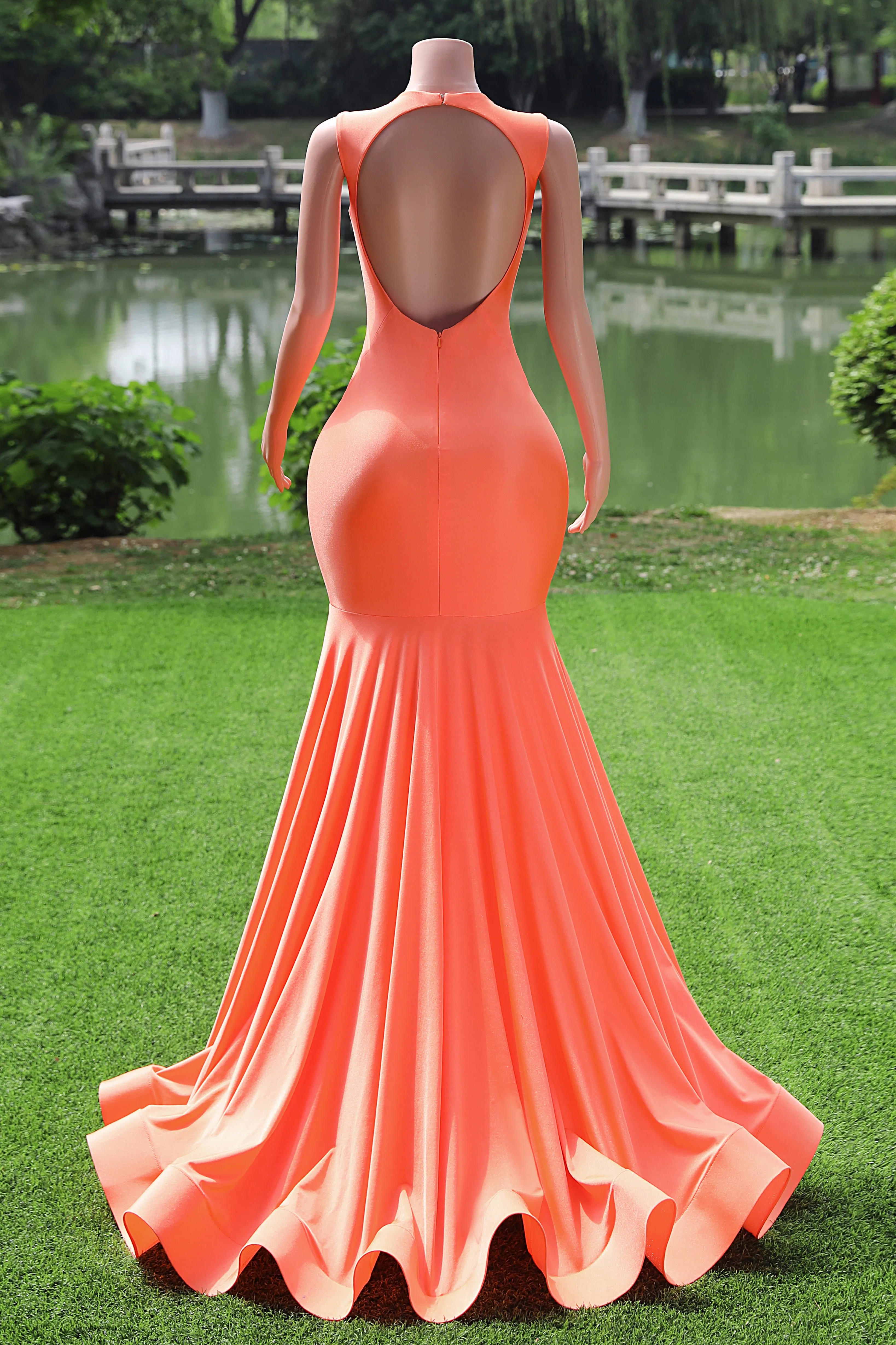 Green Prom Dresses Sexy Mermaid Women Evening Dress Sleeveless Open Back