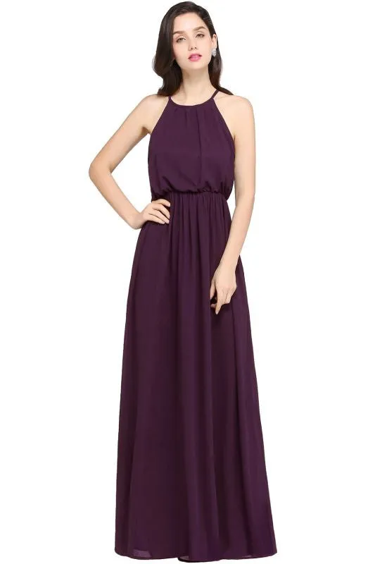 Halter Ruffle Chiffon Bridesmaid Dress Casual Wear Dress for Women