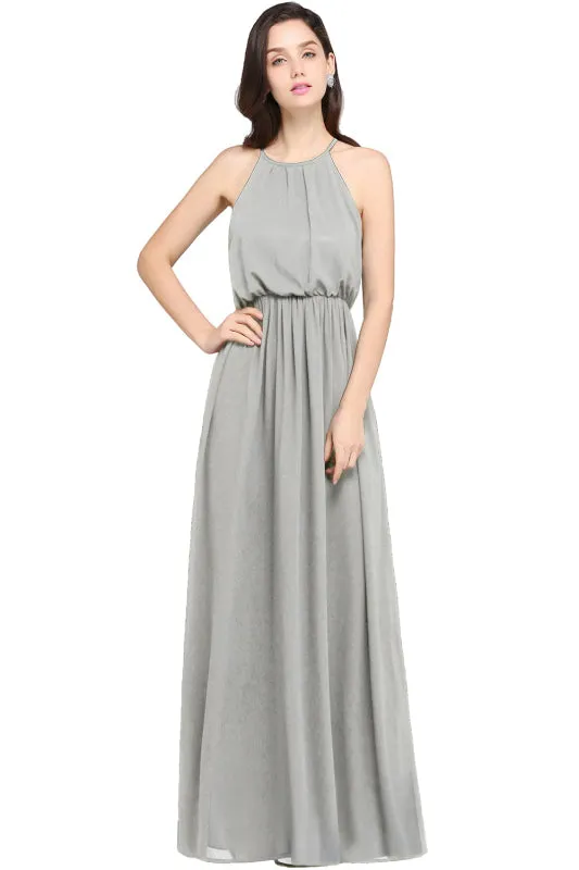 Halter Ruffle Chiffon Bridesmaid Dress Casual Wear Dress for Women