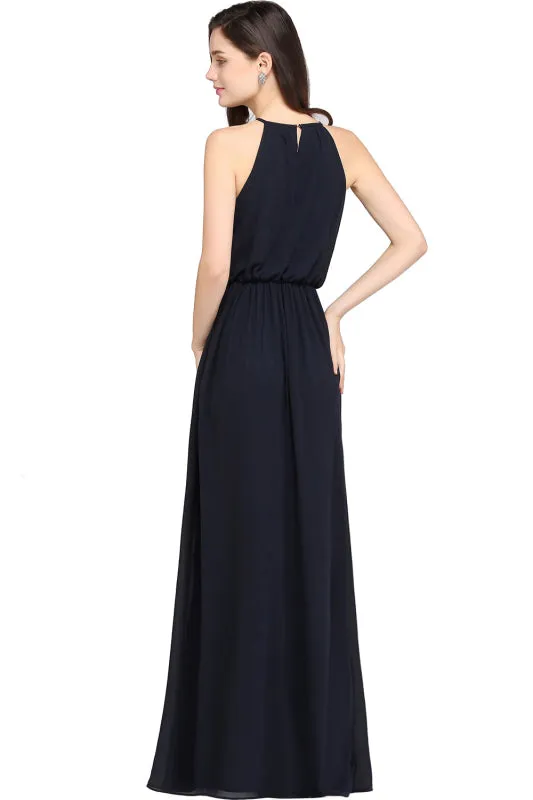 Halter Ruffle Chiffon Bridesmaid Dress Casual Wear Dress for Women