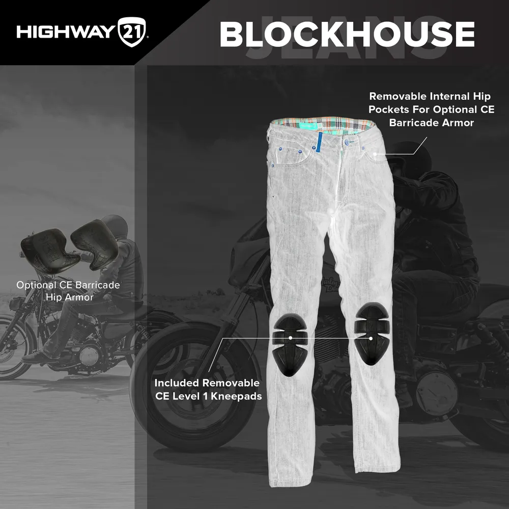 Highway 21 Blockhouse Straight-Leg Motorcycle Riding Jeans