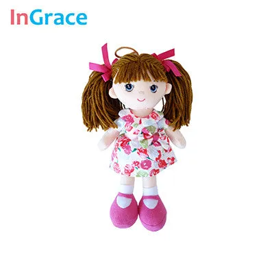 InGrace soft fashion girls mini dolls plush and stuffed flower dress girls toys birthday gifts baby girl's first doll mini 25CM